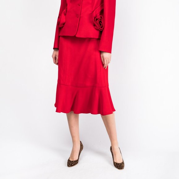 Valentino Dresses & Skirts - Valentino Silk Midi Skirt Red